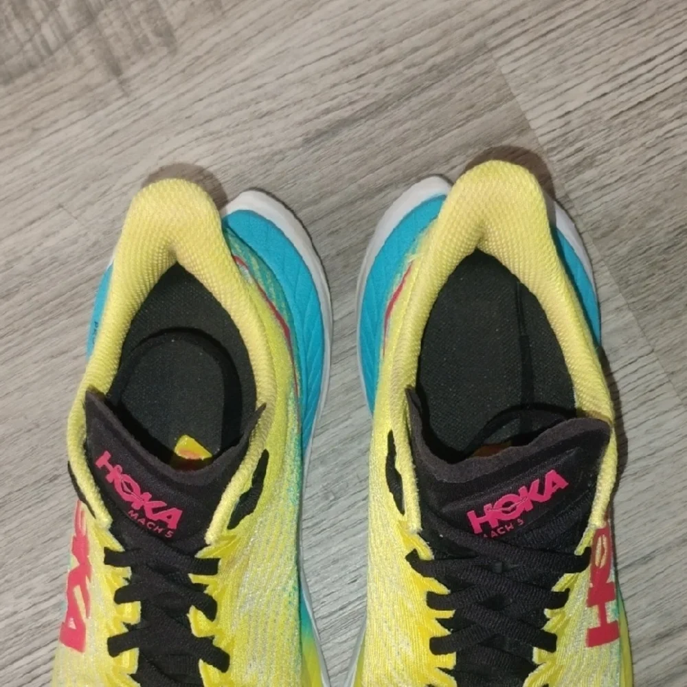 Hoka Mach 5 Sneakers in Yellow and Teal Women's Size 6.5B - Picture 4 of 12